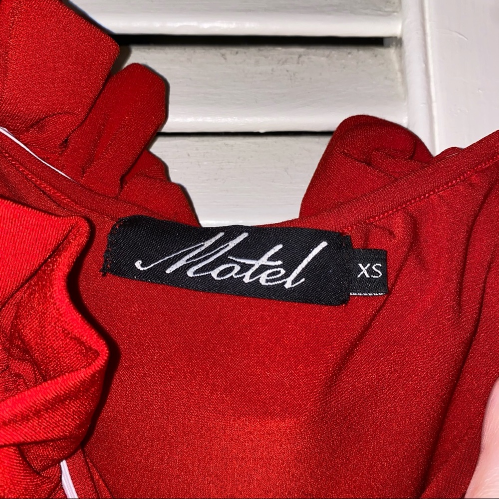 Motel Rocks Red Ruffled Off The Shoulder Dress - Picture 3 of 3